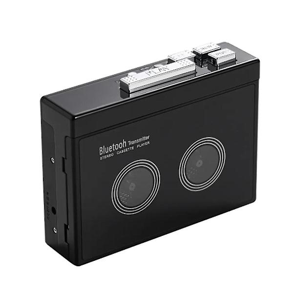 Svart Retro Stereo Kassettspiller Walkman Kassettbånd Musikk Audio Auto Revers Med Bluetooth