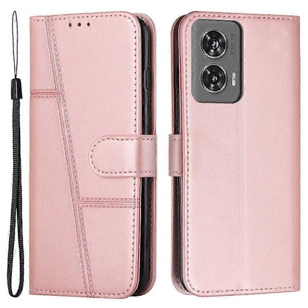 Kompatibelt Skal för Motorola Edge 50 Fusion 5G PU Läder Plånbok Magnetlås Telefonskal PinkGold