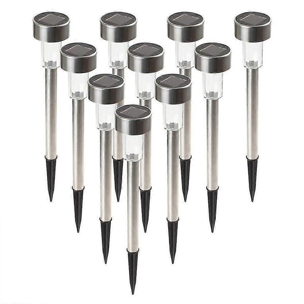10 stk. Udendørs LED solcellelamper i rustfrit stål til have, gårdlampe Q