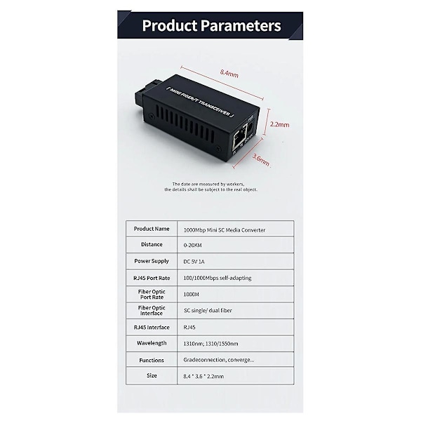 1 par Gigabit 100/1000M A/B SC Ethernet Fiber Switch Media Converter Rj45 Optisk Transceiver 20KM Fibra Switch