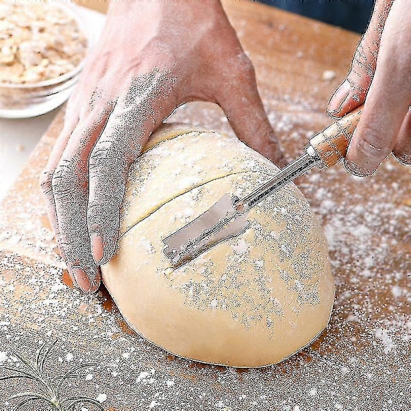 Dansk Degvisp Bakning Bröd Rostfritt Stål Verktygsset 2 Delar Degskrapa Med 5 Ersättnings-Yvan