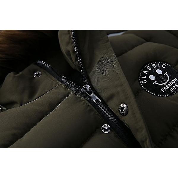 Hettejakke for barn Vinter Bomullsjakker Fuskepelskrage Overfrakker Grey 120cm