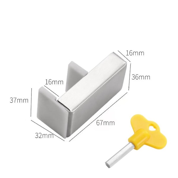 2-pack kilformade fönsterlås med nyckel, justerbar skjutdörrsram, aluminiumlegering, stöldskydd, säkerhet, 67 mm