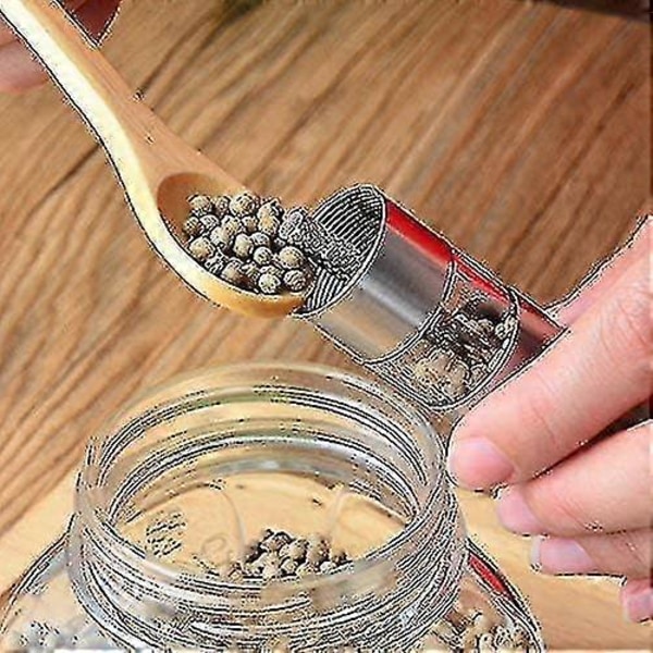 Salt- og pepperkvernsett med 2, trykknappkvern i rustfritt stål, for sort pepper, krydder og salt