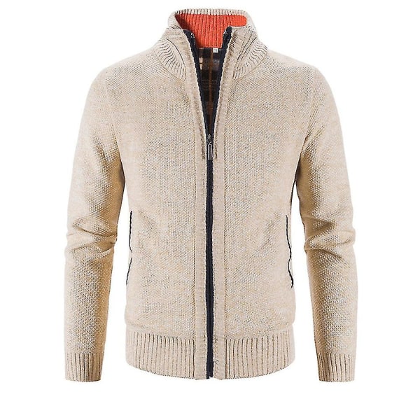 Herre Vinter Varm Langærmet Ensfarvet Lynlås Strikket Cardigan Casual Jumper Topfrakker M
