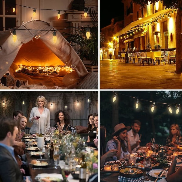 Ulkovaloketju 15m särkymättömillä LED-ulkovaloilla, vedenpitävä patiovaloketju 20 kpl C35-lampuilla, kaupallinen riippuvalaisin kahviloihin ja bistroihin