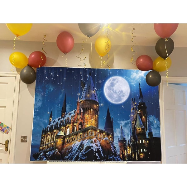 Halloween Bakgrund Magiskt Slott Trollkarlsskola Bakgrund Halloween Natt Måne Fotobakgrund För Barn Halloween Fest Dekoration Banner Foto 2.4*1.8m