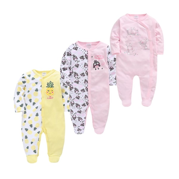 Forår Babytøj Pyjamas Piger Drenge Jumpsuit 134% Bomuld Åndbar Blød Jumpsuit Fluorescent Yellow 6-9M