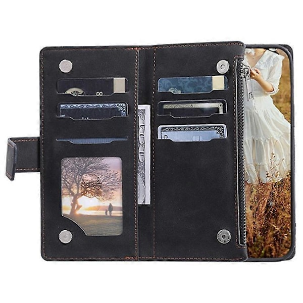 005 Style Kompatibel til Samsung Galaxy A51 4G SM-A515, Rhombus Tekstur Wallet Style PU Læder Telefon Cover Lynlåslomme Stand Fea Black