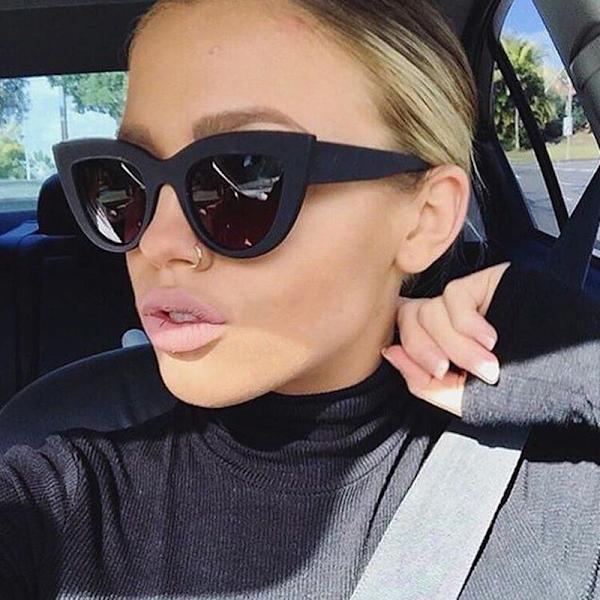 Cat Eye Mode Solglasögon Dam Retro Lyx Svarta Glasögon Solglasögon Dam UV404 Glasögon Shades BlackPink Style5