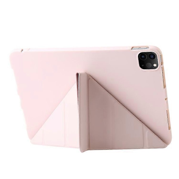 Kompatibel med iPad Pro 13 (2024) Deksel Origami Stativ Auto Sleep / Wake PU Lær+Silikon Nettbrettdeksel Pink