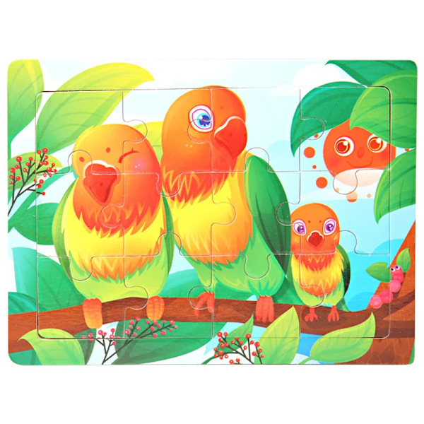 15*11cm 3D Palapeli Sarjakuvaeläimet Puupalapeli Lasten Kognitiivinen Palapeli Vauvan Puiset Lelut Opetuslelut Lapsille 11-bird