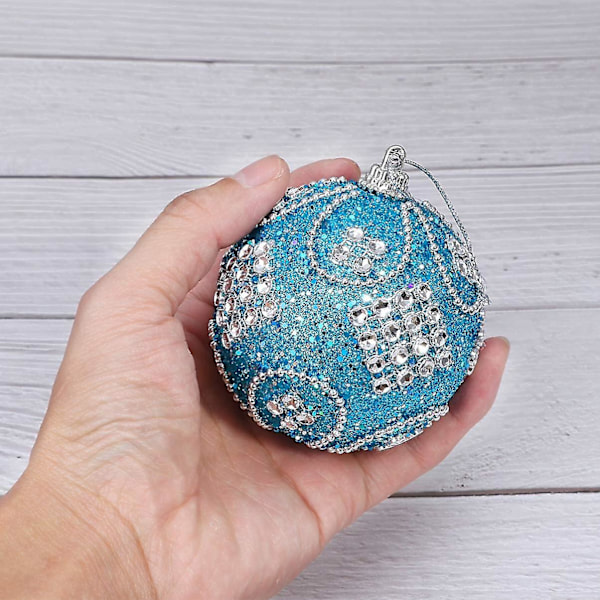 8cm Glitrende Krystall Knusesikre Juletrepynt Kuler 3 stk (rose rød)bd