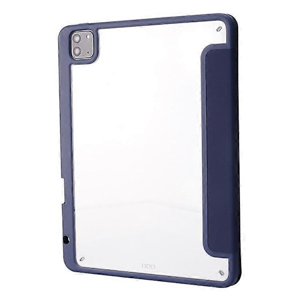 Kompatibelt fodral för iPad Pro 12,9-tum (2021)/(2020)/(2018) surfplatta, automatisk väckning/viloläge, origami-ställ, PU-läder + akrylskydd DarkBlue