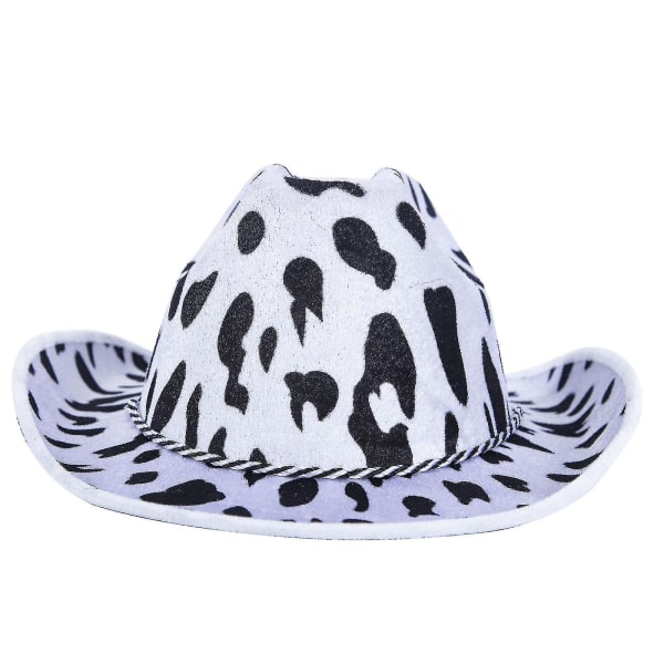 Cowboyhat - Cowboyhat med trim og justerbar halsstrop, passer til de fleste damer og mænd, perfekt til ungkarle, Legekjoletilbehør, temafest white