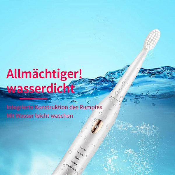 Elektrisk Tandborste Set, 5 Lägen 2 Minuter Smart Timer för Djup Rengöring av Tänder, 2 Stycken, USB-Laddning