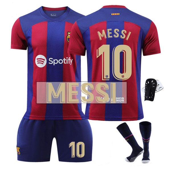 23-24 Barcelona hemma Messi nr 10 tröja (med strumpor skydd) No. 10 Messi with socks protector S