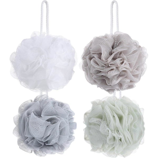 4-pak Mesh Pouf Badesvamp - Mesh Loofah Krops-eksfolierende Brusebold Badesvamp