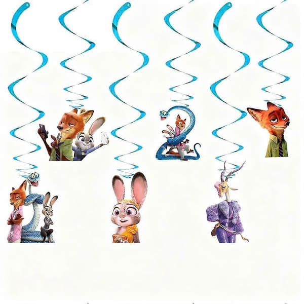 Zootopia Festpynt Sæt 2 Pakker Banner Balloner Kagetoppe Baggrund B