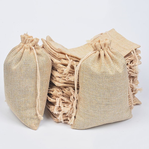 Stofpose, 50 Stykker Små Stofposer Bomuldspose 13 X 18cm, Jute Pose Stofpose Snøre Stofpose Smykker Gaveposer Genanvendelig Tepose (l)