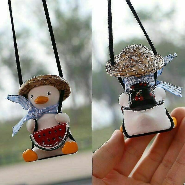 Little Duck Swing Car Pendant Decor Cute Duck Auto Rear View Mirror Pend F