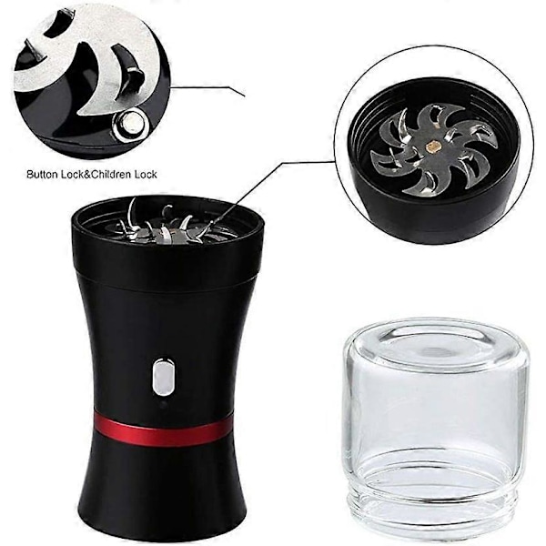 Elektrisk urteknuser, USB-oppladbar, 2-pakning 50 ml glasskammer for urter - Flott for daglig bruk