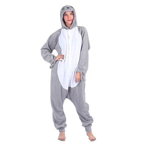 Ny vintersæl Onesies Kvinder Mænd Unisex Voksne Hætte Sød tegneserie Onesies Dyrepyjamas Fleecepyjamas Nattøj Jumpsuit L-168-178CM