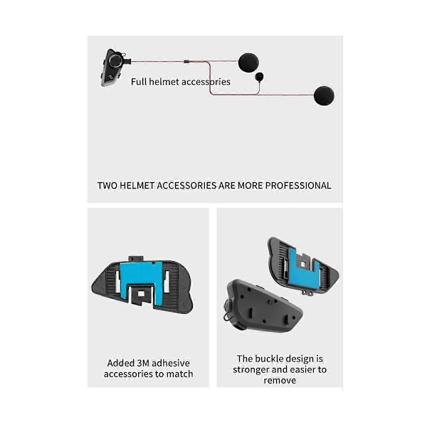Motorcykel Hjelm Bluetooth Headset Fuld Hjelm Blød Etiket Indbygget Intercom og Musikdeling