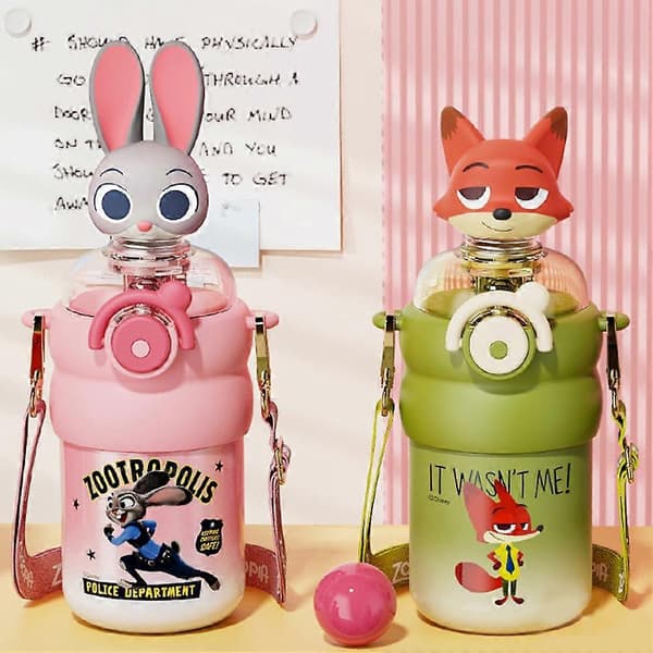 Zootopia Wobble Head Dock Isolert Krus 550ml 316 Rustfritt Stål Sugerørflaske