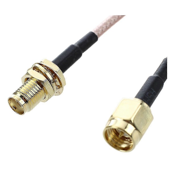 SMA Hun SMA Han F / M Antenne Tilslutningskabel Adapter Sort + Guld