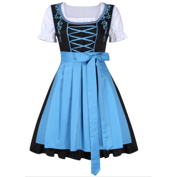 Oktoberfest Oluttyttö Asut - Saksalainen Baijerilainen Perinteinen Naisten Oktober Fest Dirndl Mekko Blue XL