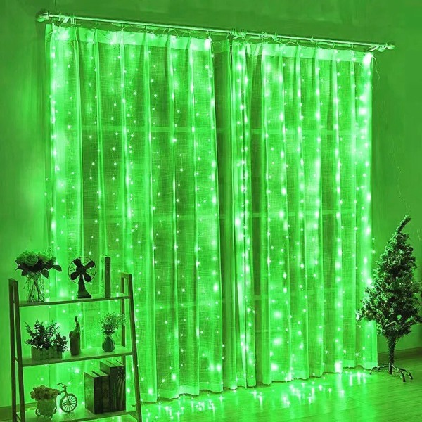 LED-verho jääpuikko merkkijono valot joulukeiju valot koristelu 3m kaukosäädin USB hääseppele makuuhuoneeseen Home 3x3M Green