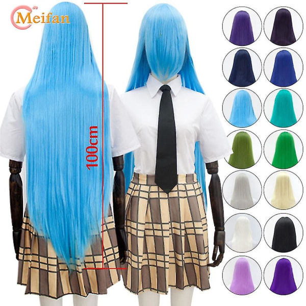 Meifan Long Straight Lolita 100cm peruukki synteettiset hiukset Anime C 688