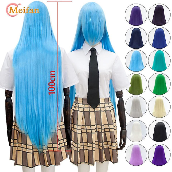 Meifan Long Straight Lolita 100cm peruukki synteettiset hiukset Anime C B