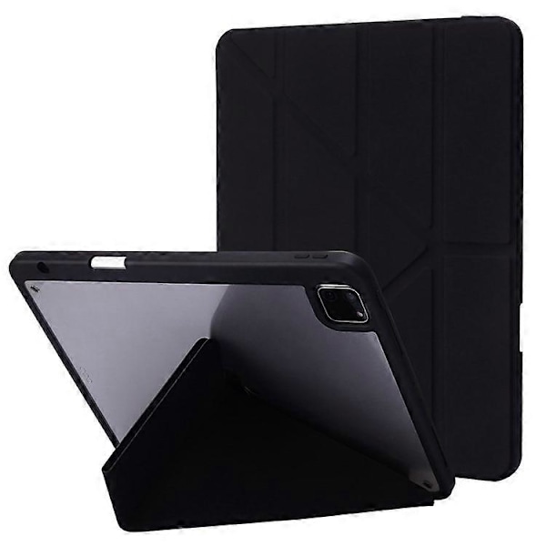 Kompatibelt fodral för iPad Pro 12,9-tum (2021)/(2020)/(2018) surfplatta, automatisk väckning/viloläge, origami-ställ, PU-läder + akrylskydd Black