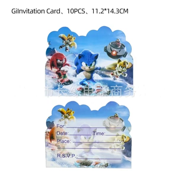 Uusi sarjakuva Sonic Juhlatarvikkeita Poikien syntymäpäiväjuhliin Kertakäyttöiset set Paperilautasella Kupit Lautasliinat Baby shower card 10pcs
