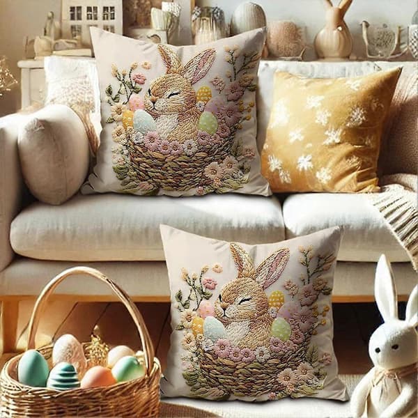 Easter Pillowcase 45x45 cm Rabbit Bunny Egg Decorative Pillows Happy Easter 3