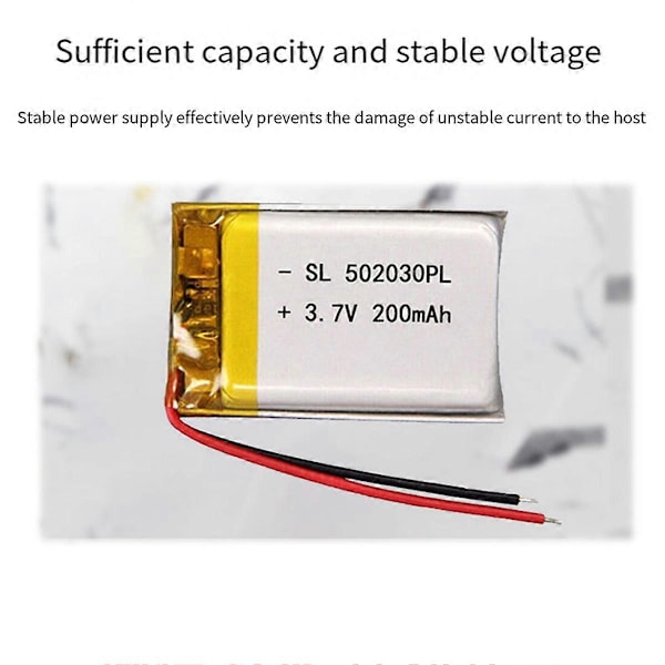 200mAh Lipo Polymer Oppladbart Batteri 502030 for Bluetooth Headset, Sangmaskiner, Bilopptaker