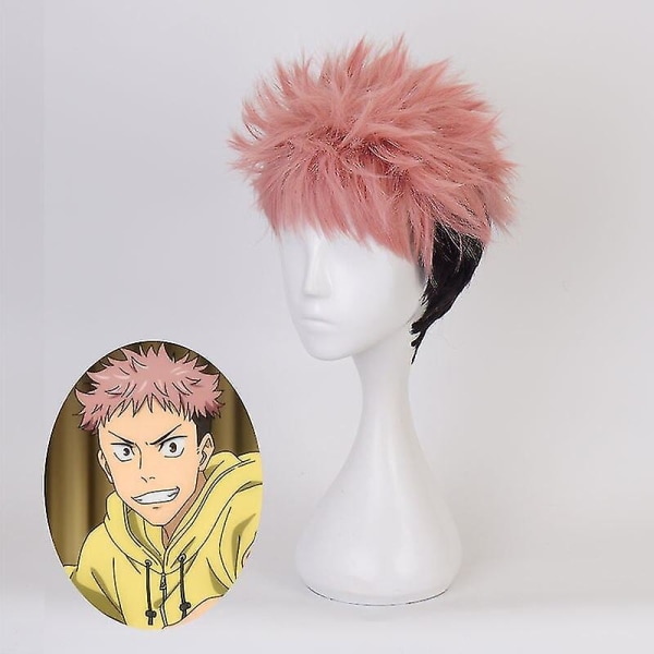 Anime Jujutsu Kaisen Cosplay Parykk Itadori Yuji Oransje Rosa Sh