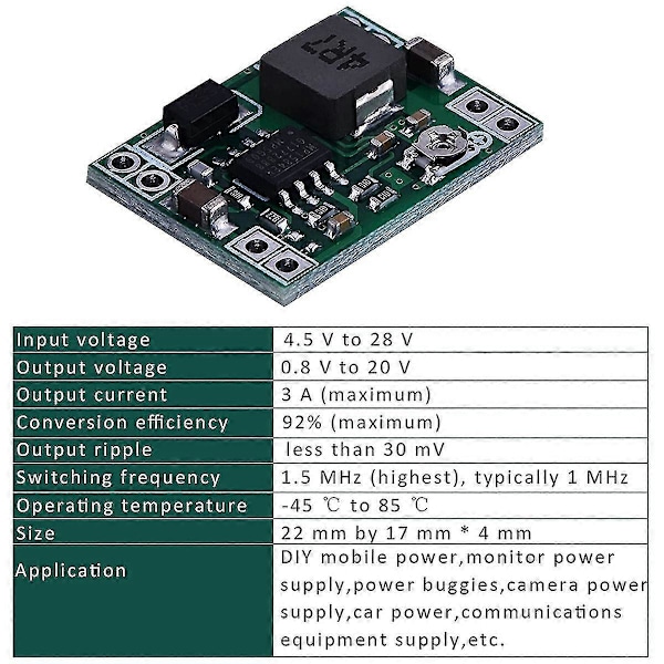 12st Mp1584 DC-DC Strömförsörjningsmodul 3A Justerbar Buck Converter För Ersättning Lm2596 24V 12V 5V 3