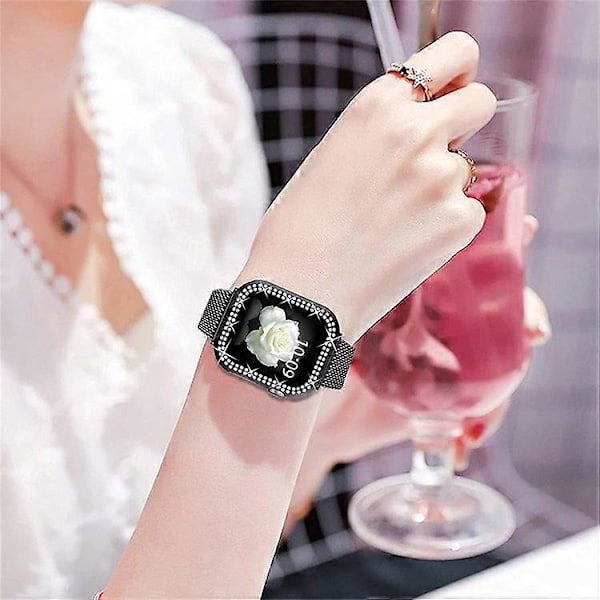 Yhteensopiva Apple Watch 4 / 5 / 6 / SE / SE(2022) 40mm:n kanssa, pikalukittava ranneke, metallinen Milanese-ranneke, vaihdettava ranneke Black