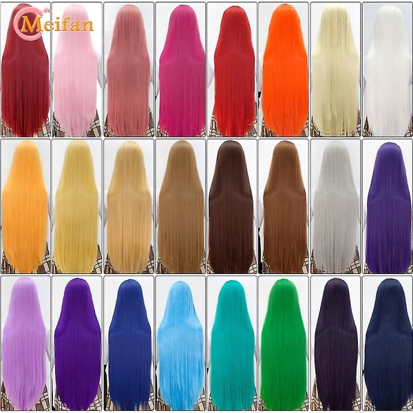 Meifan Long Straight Lolita 100cm peruukki synteettiset hiukset Anime C L