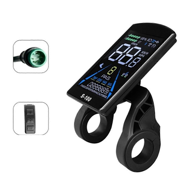 Elektrisk Cykel Display S-100 LCD Display Kontroll 24V - 72V Hastighetsmätare 5pin Hastighetsmätare Vattentät