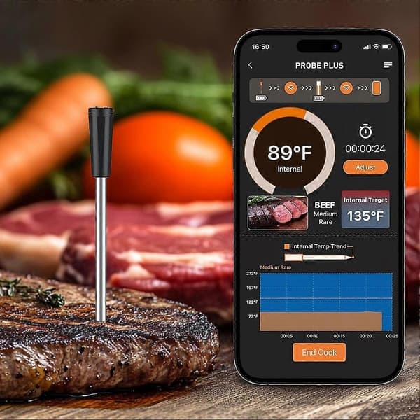 Smart kødtermometer Trådløst kødtermometer Bluetooth-kompatibelt grilltermometer Kompatibel ryger Rotisserie