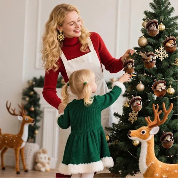 Akryl juletrepynt med skogsdyrdesign 9PCS