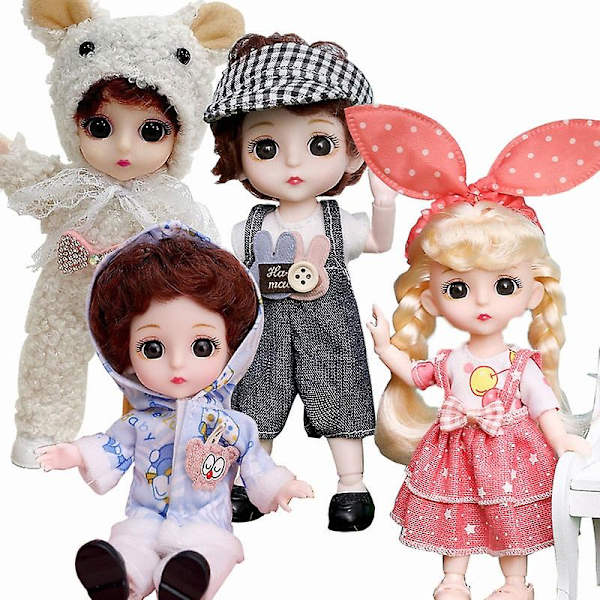16 cm Mini Modeleksak Docka Med Kläder Miniatyr Barndocka Flicka Baby Söt Utklädnad 3