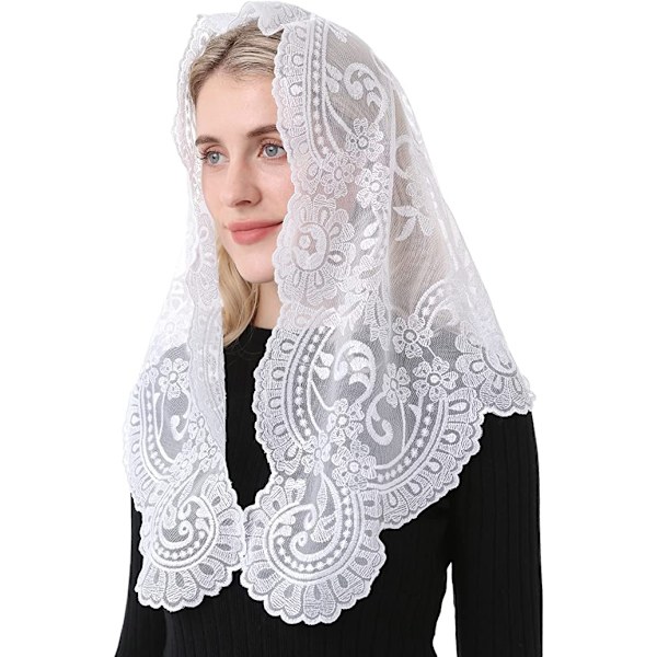 Spansk Traditionell Triangel Slöja Svart och Vit Kristna Katolska Kyrkslöjor för Kvinnor grey on black