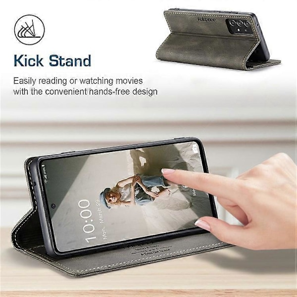 AUTSPACE A01-serien Kompatibel med Samsung Galaxy A52 4G / 5G / A52s 5G PU Läderfodral RFID Plånbok Flip Ställskydd Espresso
