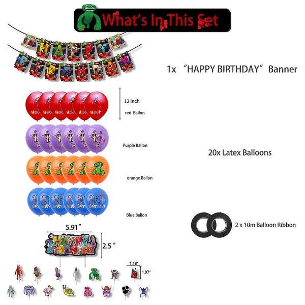 Garten av Banban Party Supplies Banner Cake Toppers Ballonger Band Dekoration Set