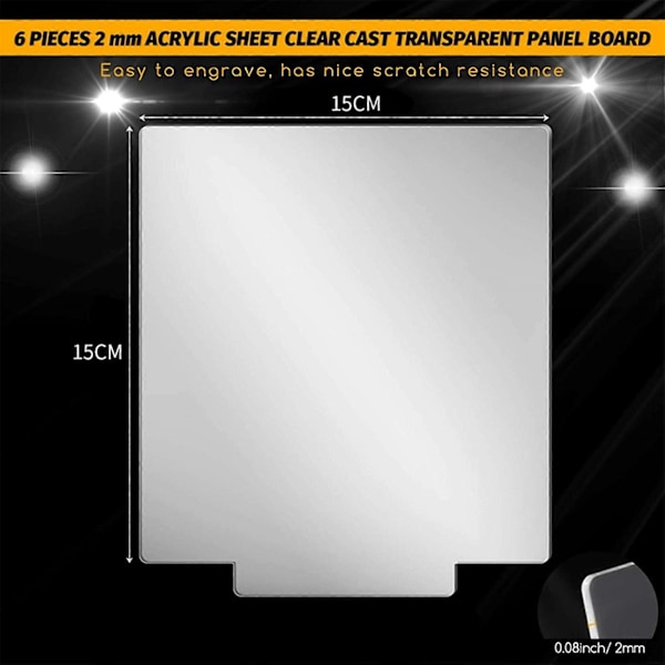 Akrylplate Klar Støpt for LED Lysbase Bord Skilt DIY Display Prosjekter Håndverk LED Lys for P